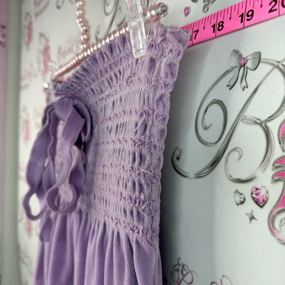 Juicy Couture mini dress terry cloth towel Lavender Smocked Tube ribbon tie up - Picture 5 of 13